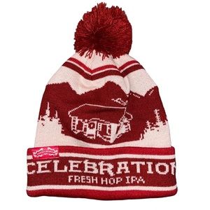 Mens Winter Toque Burnt Red/Rust and Beige/Tan/Cream Acrylic Cuff Hat